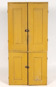 SHENANDOAH VALLEY OF VIRGINIA PAINTED POPLAR AND YELLOW PINE FLATWALL CUPBOARD
