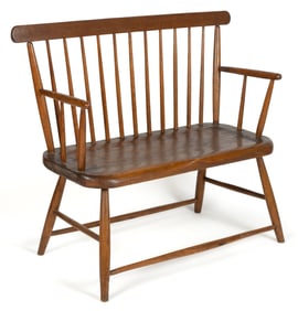 SHENANDOAH VALLEY OF VIRGINIA DIMINUTIVE WINDSOR WHITE OAK AND POPLAR SETTEE