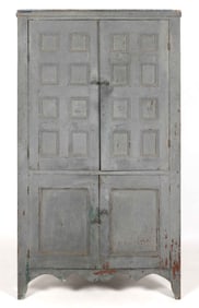 WESTERN VIRGINIA PAINTED WALNUT AND POPLAR CORNER CUPBOARD