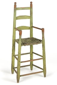 NORTH CAROLINA / VIRGINIA PAINTED OAK LADDERBACK SPLIT-BOTTOM HIGH CHAIR
