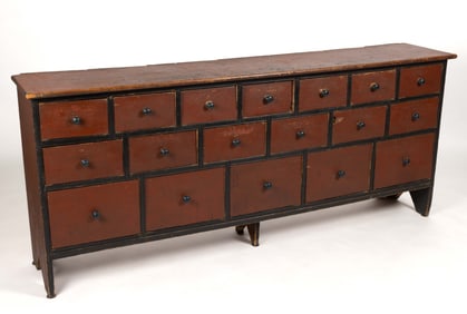 MID-ATLANTIC PAINTED PINE APOTHECARY CUPBOARD