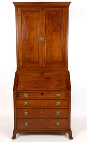 MID-ATLANTIC CHIPPENDALE MAHOGANY DESK AND BOOKCASE