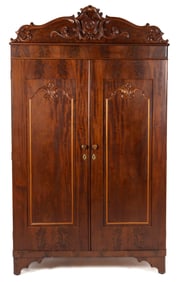SIGNED OLIVER P. MERRYMAN (BALTIMORE, MARYLAND, 1815-1886) VICTORIAN MAHOGANY-VENEERED WARDROBE
