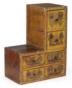 LANCASTER CO., PENNSYLVANIA PAINT-DECORATED PINE APOTHECARY CUPBOARD