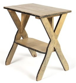 PENNSYLVANIA PAINTED PINE SAWBUCK STAND TABLE