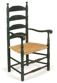 NEW ENGLAND PAINTED LADDERBACK ARM CHAIR