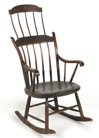 AMERICAN, PROBABLY NEW ENGLAND, PAINT-DECORATED ROCKER / ROCKING ARMCHAIR