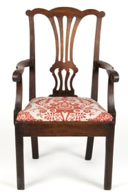 AMERICAN CHIPPENDALE WALNUT ARMCHAIR
