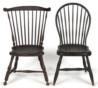 AMERICAN WINDSOR PAINTED SIDE CHAIRS, LOT OF TWO