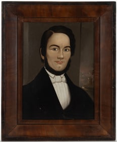 PRIOR-HAMBLIN SCHOOL, ATTRIBUTED, FOLK ART PORTRAIT OF A MAN