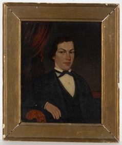 AMERICAN SCHOOL (19TH CENTURY) FOLK ART PORTRAIT OF ORLANDO WOOD (BARNSTABLE CO., MASSACHUSETTS,