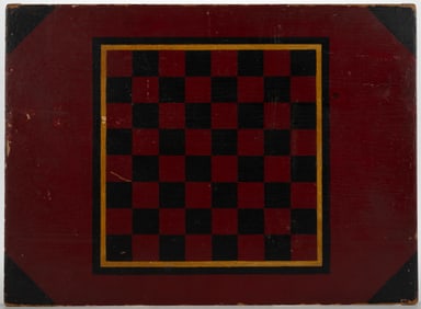 AMERICAN PAINT-DECORATED POPLAR GAMEBOARD