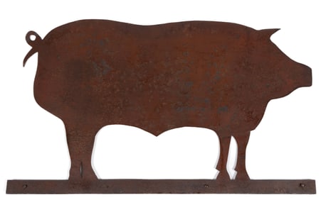 AMERICAN FOLK ART CUT-OUT SHEET-IRON PIG WEATHERVANE / TRADE SIGN
