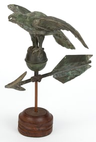 RARE DIMINUTIVE AMERICAN FOLK ART HOLLOW-BODY MOLDED-COPPER EAGLE WEATHERVANE