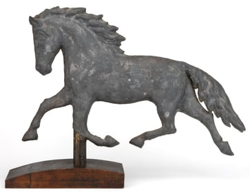 AMERICAN FOLK ART MOLDED-COPPER FULL-BODY RUNNING HORSE WEATHERVANE