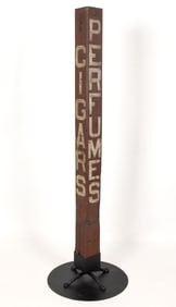 AMERICAN FOLK ART PAINTED WOODEN PORCH POST TRADE SIGN