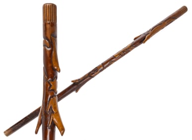 FINE RICHMOND, VIRGINIA CARVED FOLK ART CANE / WALKING STICK