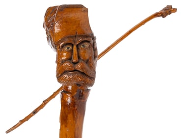 AIKEN, SOUTH CAROLINA, ATTRIBUTED, FOLK ART CARVED CIVIL WAR CANE / WALKING STICK