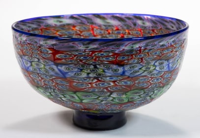 MURANO MURRINE / MILLEFIORI ART GLASS FOOTED BOWL