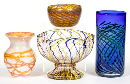 ASSORTED ART / STUDIO GLASS ARTICLES, LOT OF FOUR