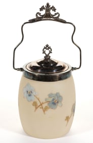 SMITH BROTHERS ENAMEL-DECORATED CRACKER JAR