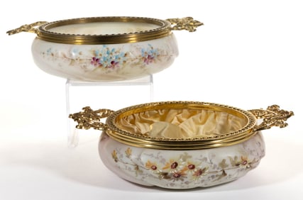 WAVE CREST ENAMEL-DECORATED JEWEL TRAYS, LOT OF TWO