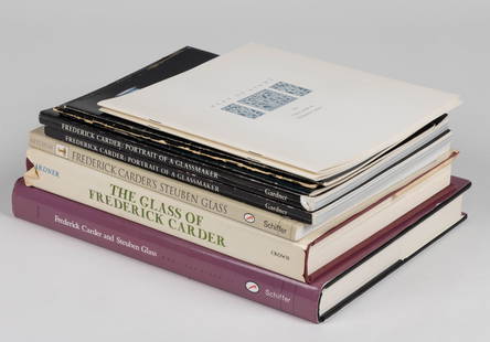 ASSORTED STEUBEN ART GLASS REFERENCE VOLUMES, LOT OF TEN: ASSORTED STEUBEN ART GLASS REFERENCE VOLUMES, LOT OF TEN, including Dimitroff, Frederick Carder and Steuben Glass; Gardner, The Glass of Frederick Carder; and two copies of the Rockwell Museum, Play o