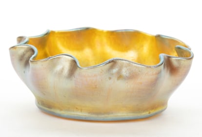 TIFFANY FAVRILE RIB-OPTIC ART GLASS OPEN SALT