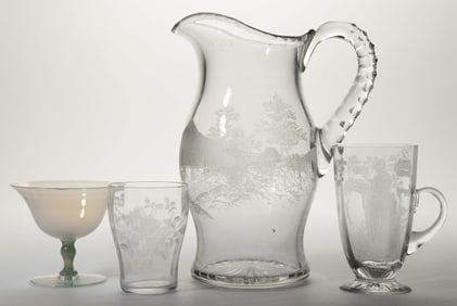 FRY ART AND ETCHED GLASS ARTICLES, LOT OF FOUR