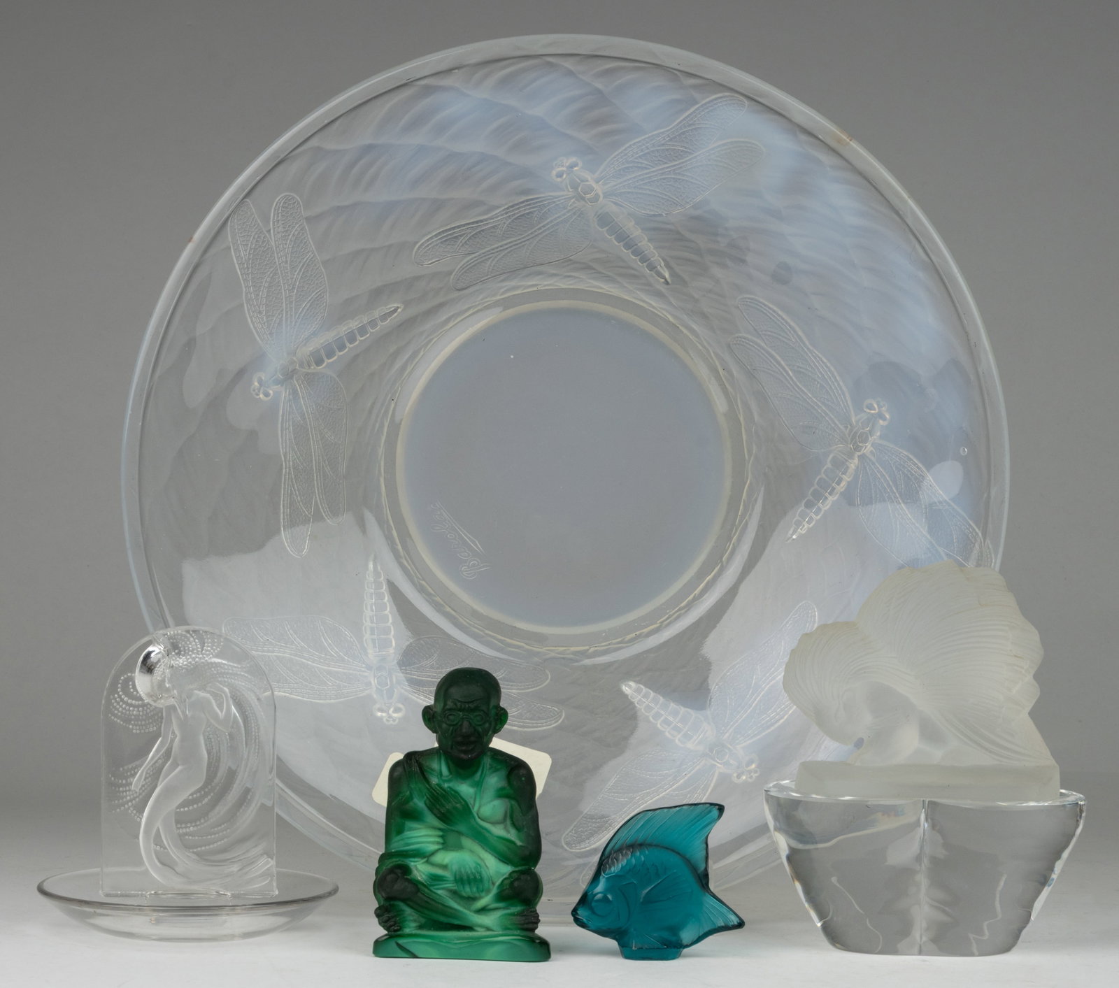 ASSORTED CZECHOSLOVAKIAN AND FRENCH ART GLASS ARTICLES, LOT OF FIVE (1 of 1)