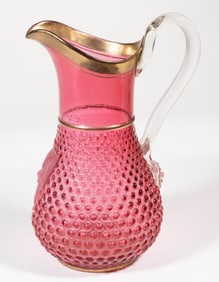 MEPHISTOPHELES CRANBERRY ART GLASS EWER / WATER PITCHER