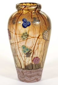 EUROPEAN BLOWN MILLEFIORI ART GLASS VASE