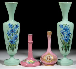 ASSORTED BOHEMIAN GLASS ARTICLES, LOT OF FOUR