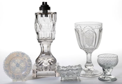 ASSORTED EARLY GLASS ARTICLES, LOT OF FIVE