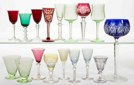 ASSORTED ELEGANT DEPRESSION GLASS AND OTHER DRINKING ARTICLES, LOT OF 17