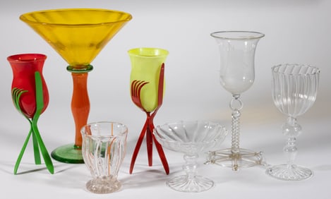 CONTEMPORARY / STUDIO GLASS DRINKING VESSELS, LOT OF SEVEN