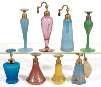 ASSORTED DEVILBISS GLASS ATOMIZERS / PERFUME BOTTLES, LOT OF EIGHT