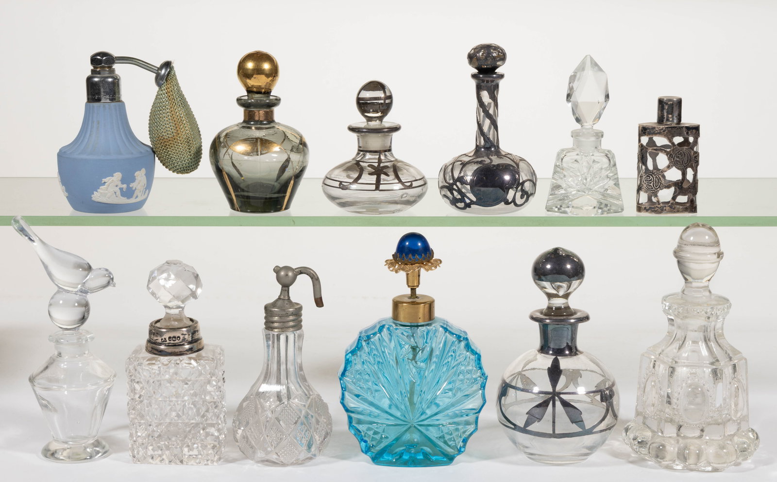 ASSORTED GLASS AND CERAMIC ATOMIZERS AND PERFUME BOTTLES, LOT OF 12 (1 of 1)