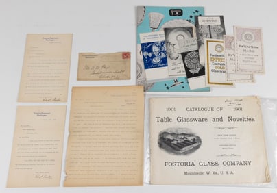 ASSORTED FOSTORIA GLASS CO. ARCHIVAL MATERIAL AND PRINTED ADVERTISEMENTS, UNCOUNTED LOT