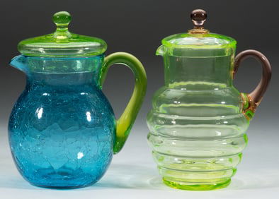 ASSORTED VASELINE PITCHERS, LOT OF TWO