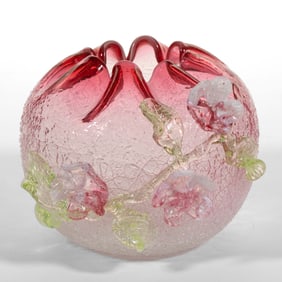VICTORIAN APPLIED-DECORATED GLASS ROSE BOWL