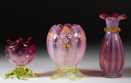 ASSORTED VICTORIAN GLASS ARTICLES, LOT OF THREE