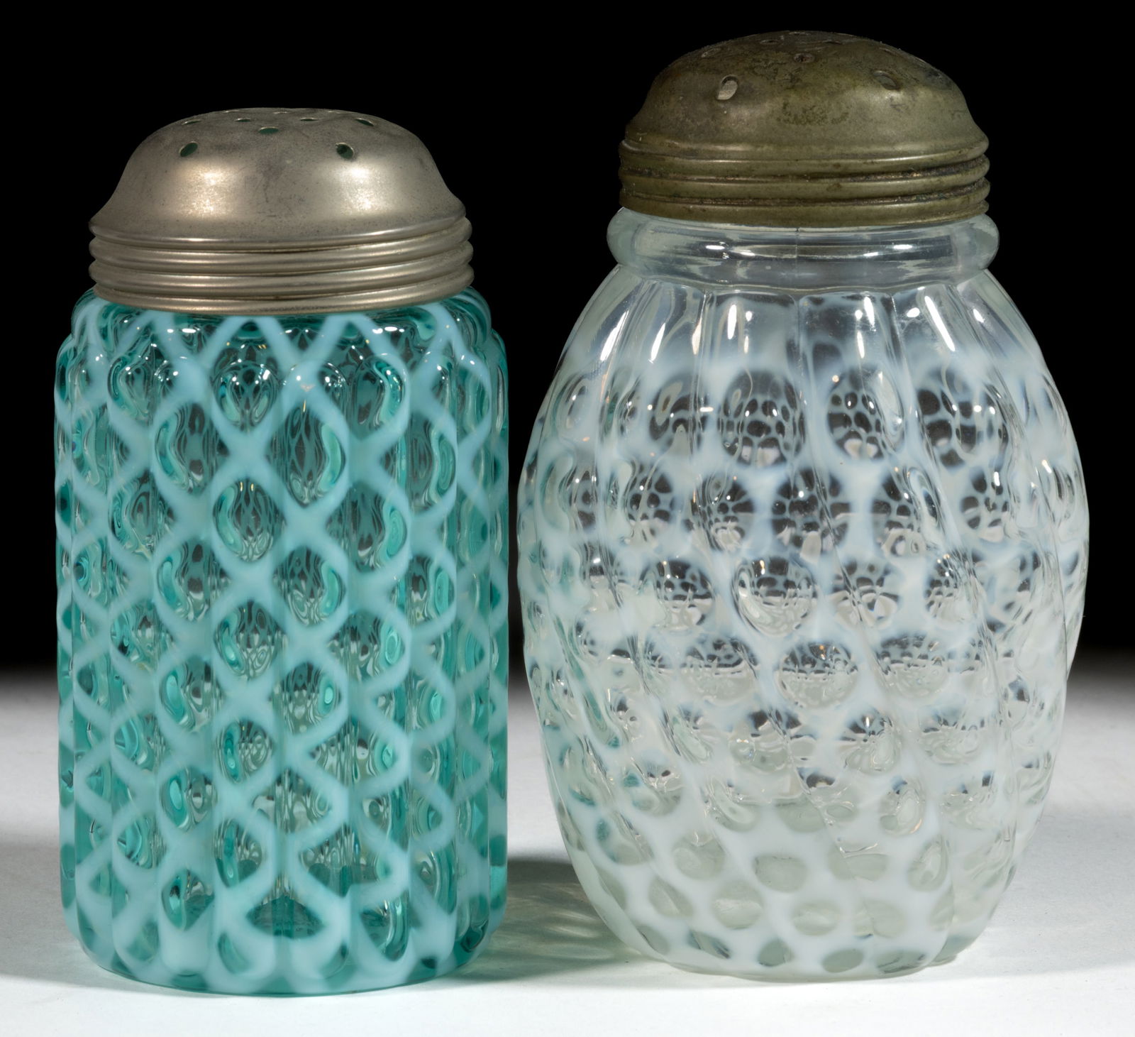 OPALESCENT GLASS SUGAR SHAKERS, LOT OF TWO (1 of 1)