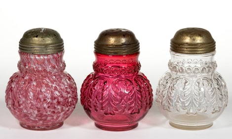 NORTHWOOD NO. 263 / LEAF UMBRELLA SUGAR SHAKERS, LOT OF THREE
