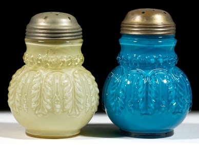 NORTHWOOD NO. 263 / LEAF UMBRELLA SUGAR SHAKERS, LOT OF TWO