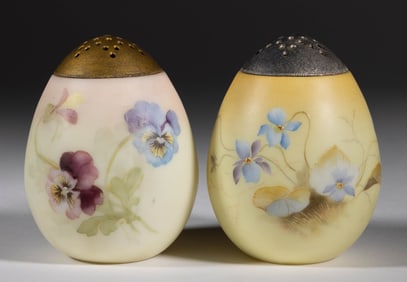 MT. WASHINGTON DECORATED EGG SUGAR SHAKERS, LOT OF TWO