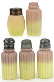 MT. WASHINGTON PILLAR - RIBBED (OMN) BURMESE SALT AND PEPPER SHAKERS, LOT OF FIVE