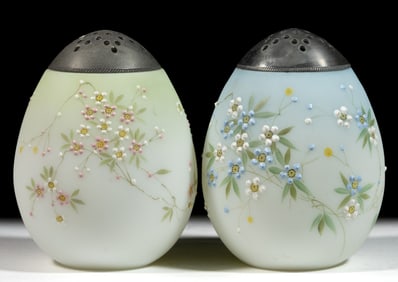 MT. WASHINGTON DECORATED EGG SUGAR SHAKERS, LOT OF TWO