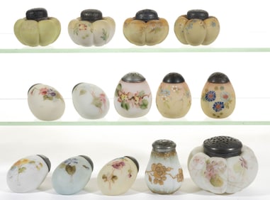 MT. WASHINGTON DECORATED SUGAR SHAKER AND SALT AND PEPPER SHAKERS, LOT OF 14