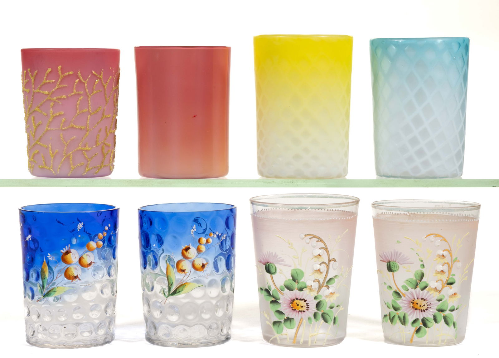 ASSORTED VICTORIAN GLASS TUMBLERS, LOT OF EIGHT (1 of 1)
